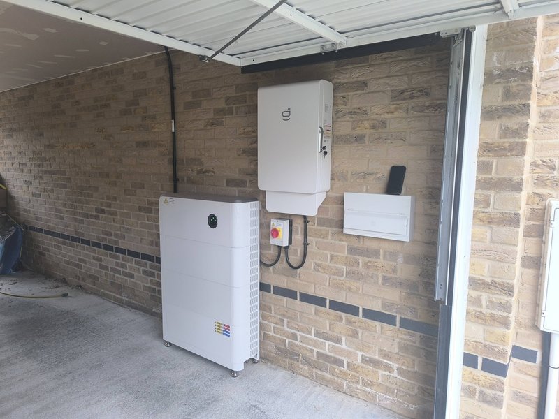 Home Reserve battery backup system installed in a garage